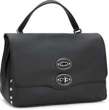 Load image into Gallery viewer, Postina bag small in smooth leather in black color