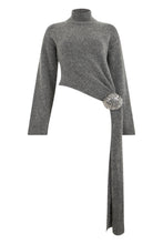 Load image into Gallery viewer, Asymmetric sweater with high collar in wool