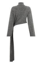 Load image into Gallery viewer, Asymmetric sweater with high collar in wool