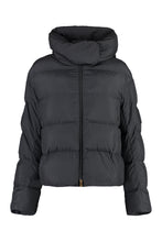 Load image into Gallery viewer, Hooded techno fabric down jacket