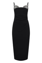 Load image into Gallery viewer, Slim midi dress with rhinestones