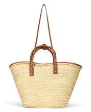 Load image into Gallery viewer, Straw tote bag with leather handles