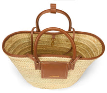 Load image into Gallery viewer, Straw tote bag with leather handles