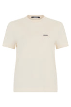 Load image into Gallery viewer, Beige minimalist T-shirt with elegant logo