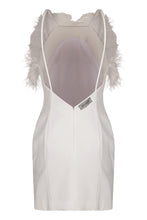 Load image into Gallery viewer, Mini dress in cady with ostrich feathers