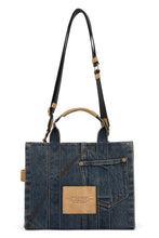 Load image into Gallery viewer, Medium Cargo Tote bag in denim and suede