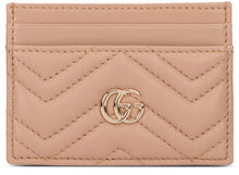Load image into Gallery viewer, Leather card holder with chevron and logo