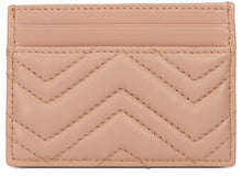 Load image into Gallery viewer, Leather card holder with chevron and logo