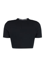 Load image into Gallery viewer, Logo-jacquard trim cropped cardigan