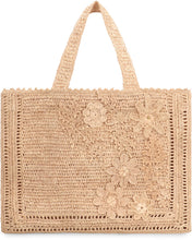 Load image into Gallery viewer, Floral Raffia tote bag