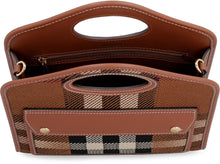 Load image into Gallery viewer, Pocket checked canvas handbag