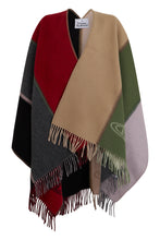 Load image into Gallery viewer, Multicolored poncho with fringes