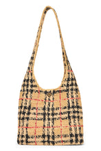 Load image into Gallery viewer, Woven tote bag in tartan