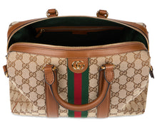 Load image into Gallery viewer, Ophidia Handbag in leather and fabric