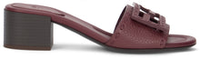 Load image into Gallery viewer, Baguette Slide with mid heel in leather