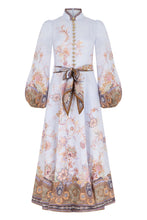 Load image into Gallery viewer, Linen chemisier dress with floral print