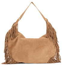 Load image into Gallery viewer, Island Peach Fringe Large shoulder bag in suede