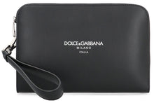Load image into Gallery viewer, Leather clutch with logo