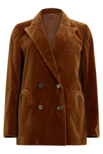 Load image into Gallery viewer, Velvet double-breasted blazer