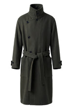 Load image into Gallery viewer, Long wool coat with adjustable belt