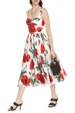 Load image into Gallery viewer, Floral print poplin dress with pleated ruffles