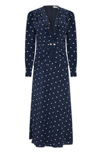 Load image into Gallery viewer, Long silk dress with polka dots