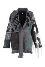 Load image into Gallery viewer, Cardigan Midnight In Manhattan in jacquard knit