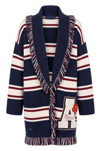 Load image into Gallery viewer, Long cardigan in wool with stripes