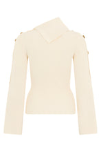 Load image into Gallery viewer, Sweater with asymmetrical collar and buttons