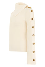 Load image into Gallery viewer, Sweater with asymmetrical collar and buttons