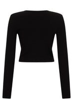 Load image into Gallery viewer, Cropped shirt with buttons and logo