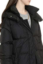 Load image into Gallery viewer, Hooded techno fabric down jacket