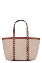 Load image into Gallery viewer, Rockstud leather and canvas mini tote bag