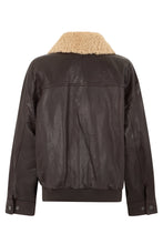 Load image into Gallery viewer, Leather jacket with fur collar