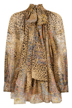 Load image into Gallery viewer, Animal print silk blouse
