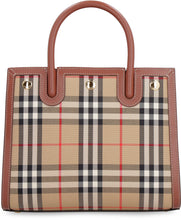 Load image into Gallery viewer, Title checked canvas handbag