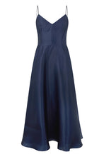 Load image into Gallery viewer, Long dark blue dress with elegant neckline
