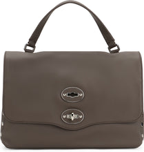 Load image into Gallery viewer, Baby Messenger Bag in smooth leather color mud
