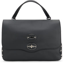 Load image into Gallery viewer, Postina bag small in smooth leather in black color

