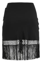 Load image into Gallery viewer, Short asymmetric skirt with fringes
