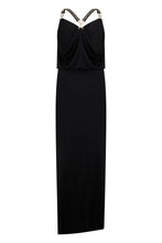 Load image into Gallery viewer, Long black dress with jewel straps
