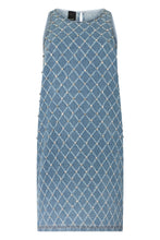 Load image into Gallery viewer, Amorino short dress in denim with diamond pattern and rhinestones
