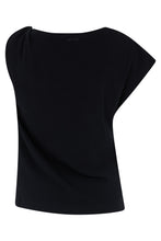 Load image into Gallery viewer, Black cotton t-shirt, wide neckline
