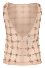Load image into Gallery viewer, Top without sleeves in mesh with rhinestones
