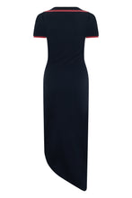 Load image into Gallery viewer, Midi dress in cotton with asymmetrical hem
