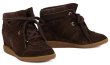 Load image into Gallery viewer, Sneakers with wedge and laces in leather
