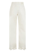 Load image into Gallery viewer, Straight jeans in cotton with fringes
