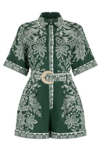 Load image into Gallery viewer, Short printed jumpsuit with belt
