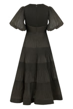 Load image into Gallery viewer, Long black dress with puff sleeves
