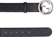 Load image into Gallery viewer, Leather belt with interlocking G buckle
